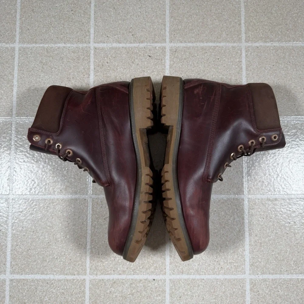 Timberland Heritage Premium 6-Inch Waterproof Boots Size 11.5 Burgundy Leather